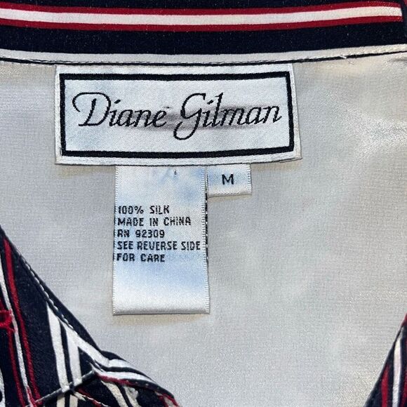 Amazing Diane Gilman Vintage 100% Silk Mermaid Nautical Sun Sequins Buttoned Blo - Picture 12 of 16
